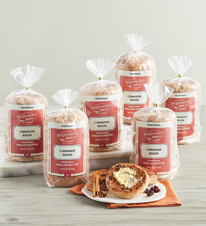 Cinnamon Raisin Traditional English Muffins 6 Packages