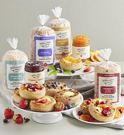 Super-Thick English Muffins with Spreads