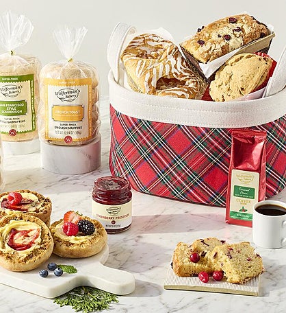 Red Plaid Bakery Basket
