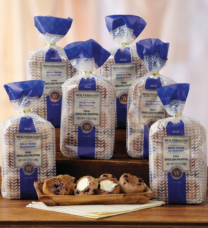Wild Maine Blueberry Mini English Muffins   Six Packages