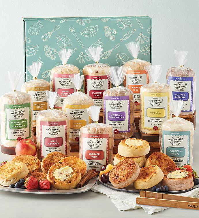 Mix & Match Super-Thick English Muffins Gift Box with Tongs - 12 Packages