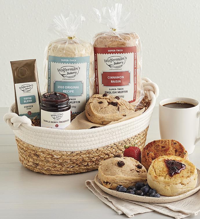English Muffin Sampler Basket Breakfast Gift Basket