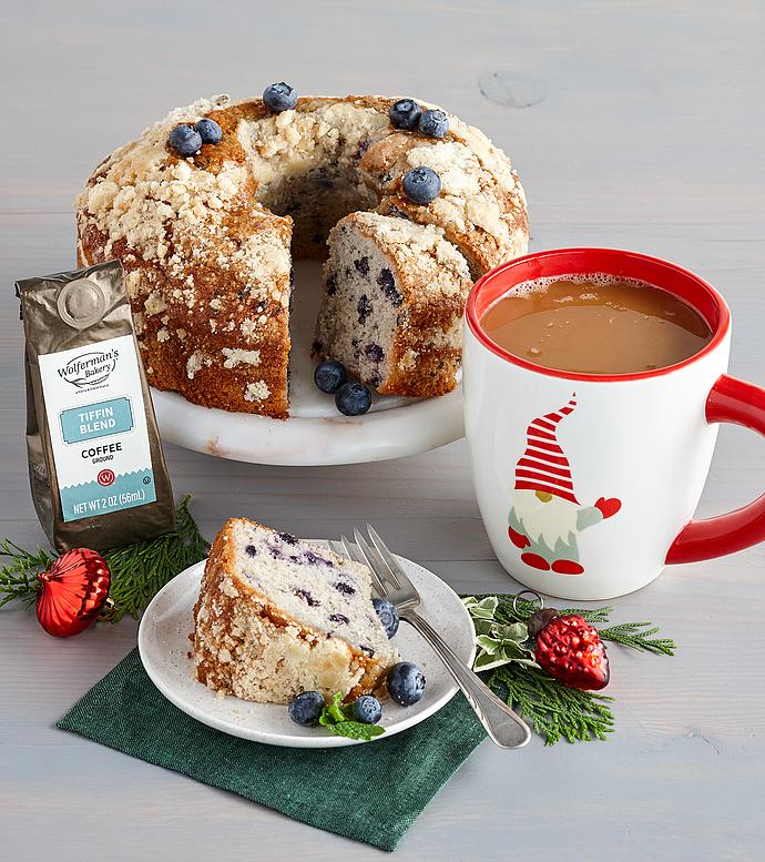 Holiday Mug, Coffee, and Coffee Cake