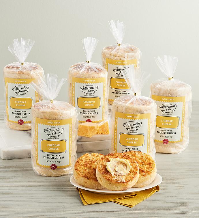 Cheddar Cheese Super Thick English Muffins   6 Packages