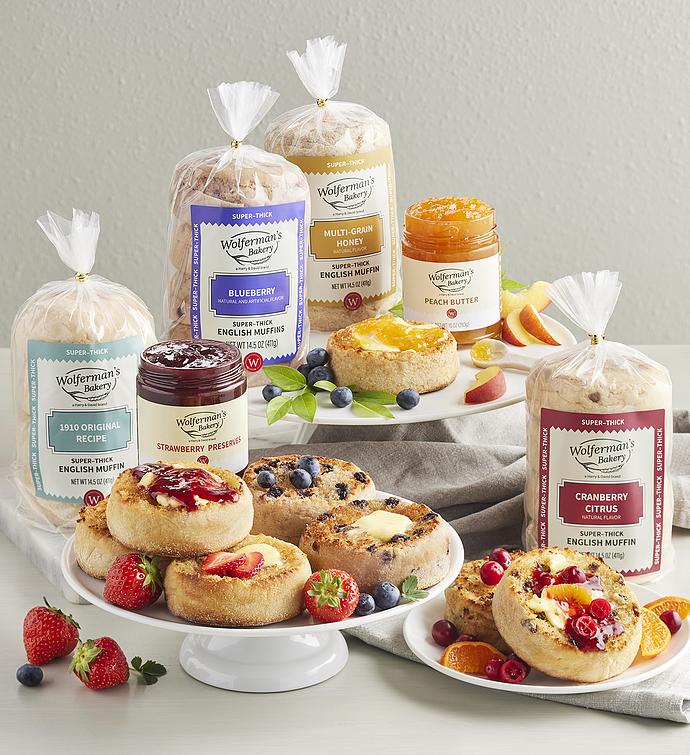 Super-Thick English Muffins with Spreads